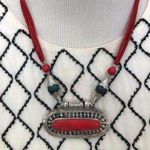 Afghan Tribal Stone Pendant Necklace, Handmade Afghan Jewelry, Pendant Necklace
